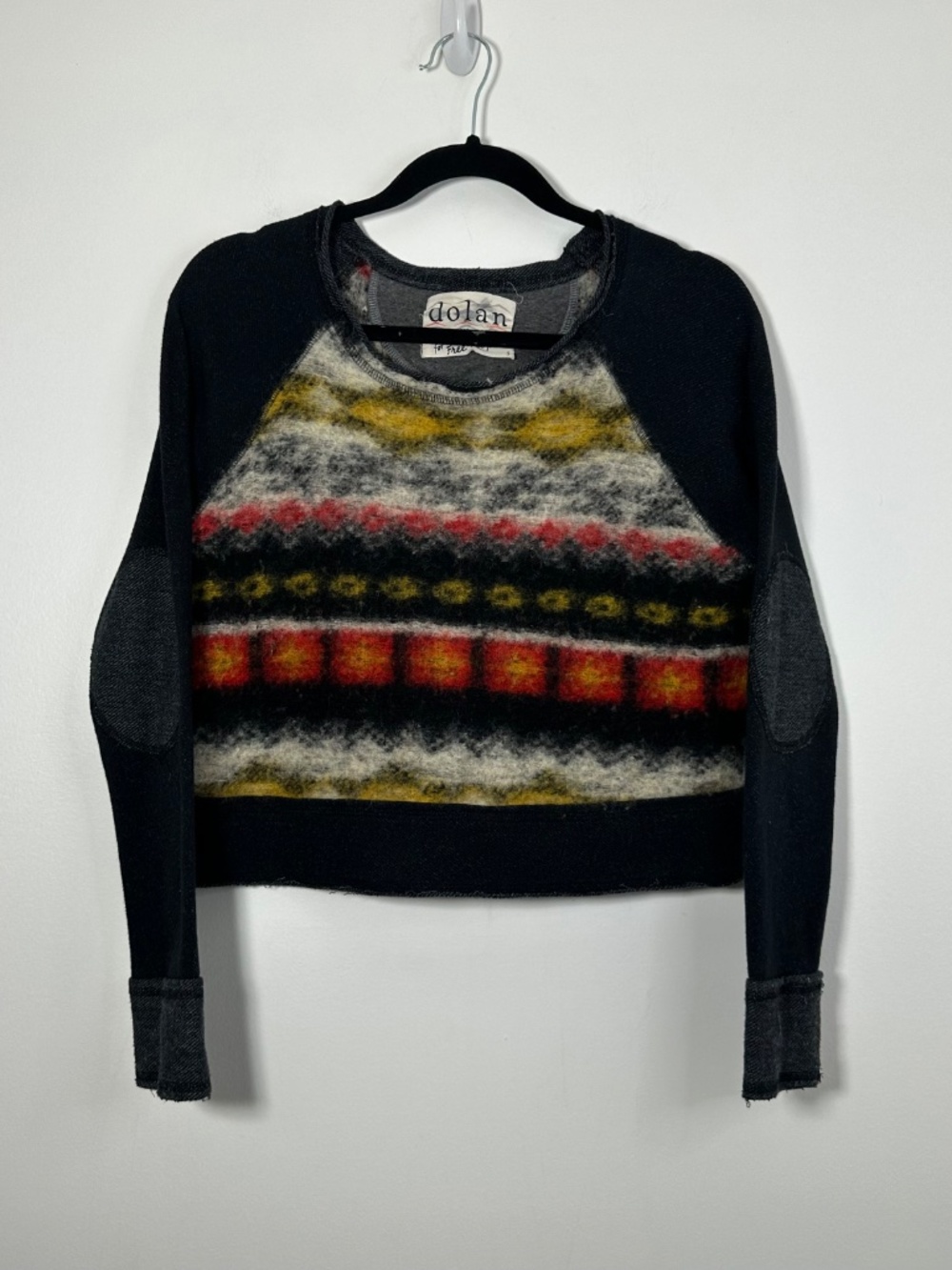 Dolan Free People Sz Small Heavy Knit Pieced Pullover Sweater Colorful Geometric - Picture 3 of 12